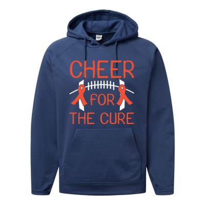 Ney Cancer Awareness Cheer For The Cure Football Gift Funny Gift Performance Fleece Hoodie