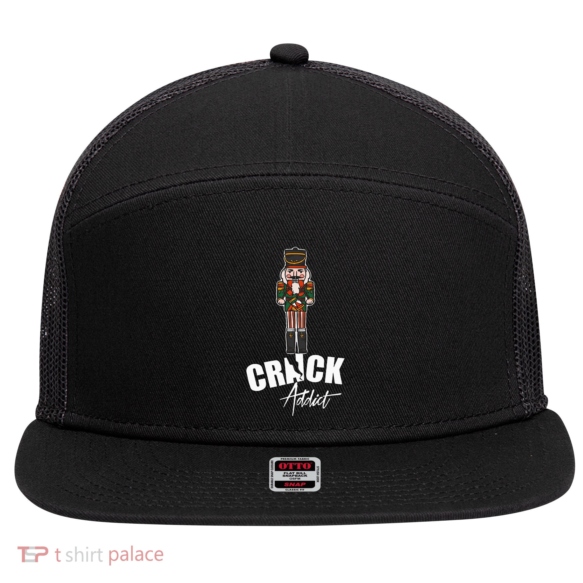 Nutcracker Crack Addict Funny Christmas Dirty Joke Gag Gift 7 Panel Mesh Trucker Snapback Hat