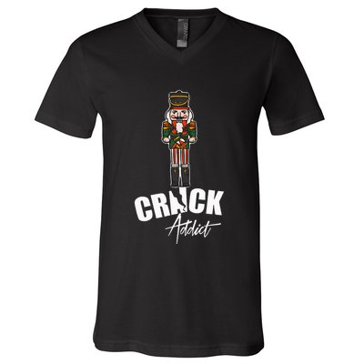 Nutcracker Crack Addict Funny Christmas Dirty Joke Gag Gift V-Neck T-Shirt