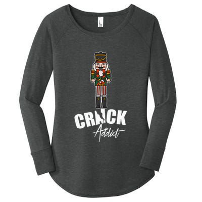 Nutcracker Crack Addict Funny Christmas Dirty Joke Gag Gift Women's Perfect Tri Tunic Long Sleeve Shirt