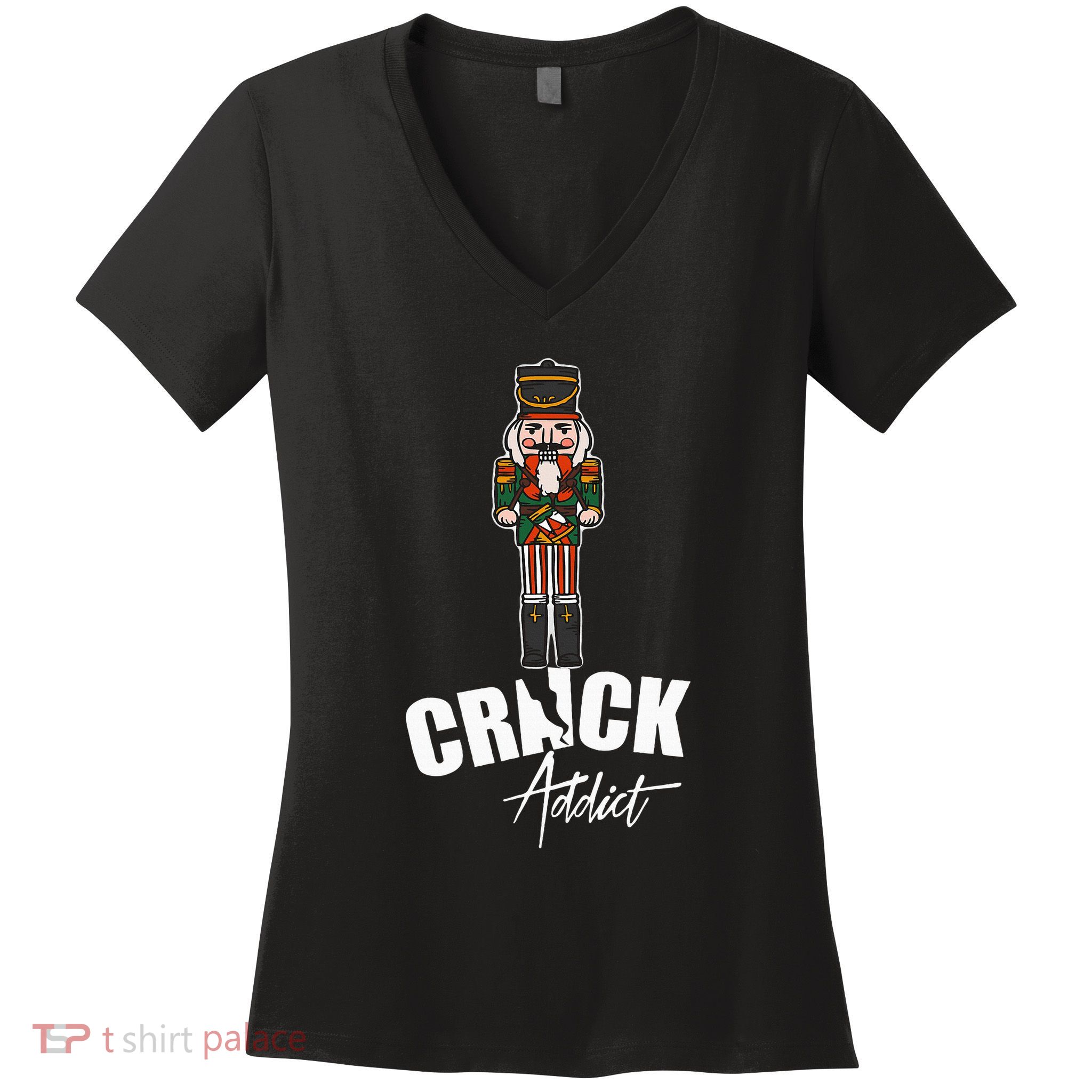 Nutcracker Crack Addict Funny Christmas Dirty Joke Gag Gift Women's V-Neck T-Shirt