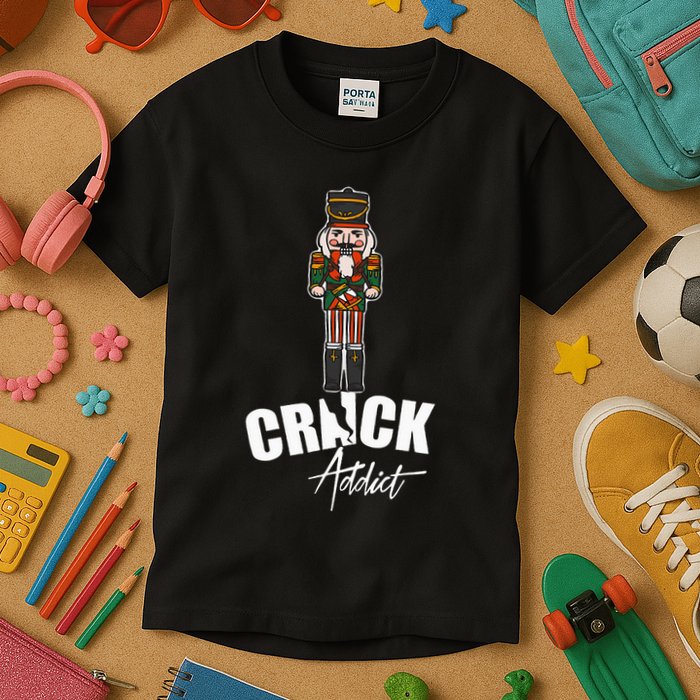 Nutcracker Crack Addict Funny Christmas Dirty Joke Gag Gift Kids T-Shirt