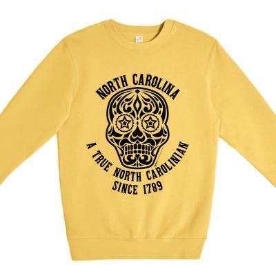 North Carolina A True North Carolinian 4th Of July Skull Funny Gift Premium Crewneck Sweatshirt