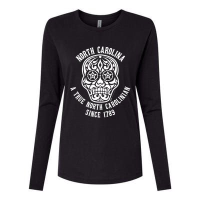 North Carolina A True North Carolinian 4th Of July Skull Funny Gift Womens Cotton Relaxed Long Sleeve T-Shirt