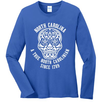 North Carolina A True North Carolinian 4th Of July Skull Funny Gift Ladies Long Sleeve Shirt