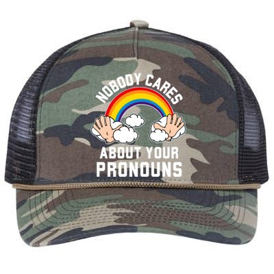 Nobody Cares About Your Pronouns Retro Rope Trucker Hat Cap