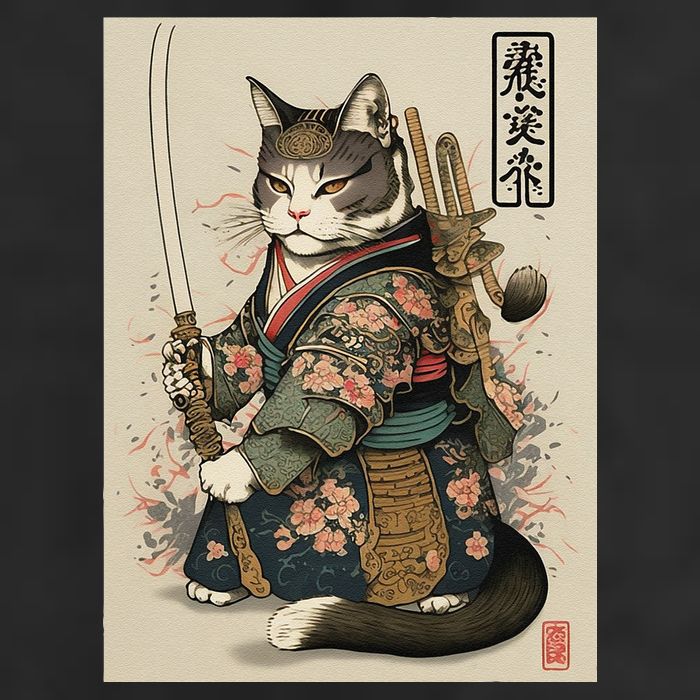 Ninja Cat Anime Style Samurai Cat Cool Comfort Performance Bucket Hat