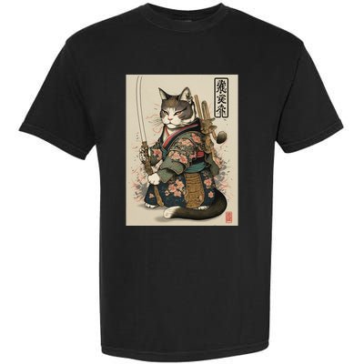 Ninja Cat Anime Style Samurai Cat Garment-Dyed Heavyweight T-Shirt