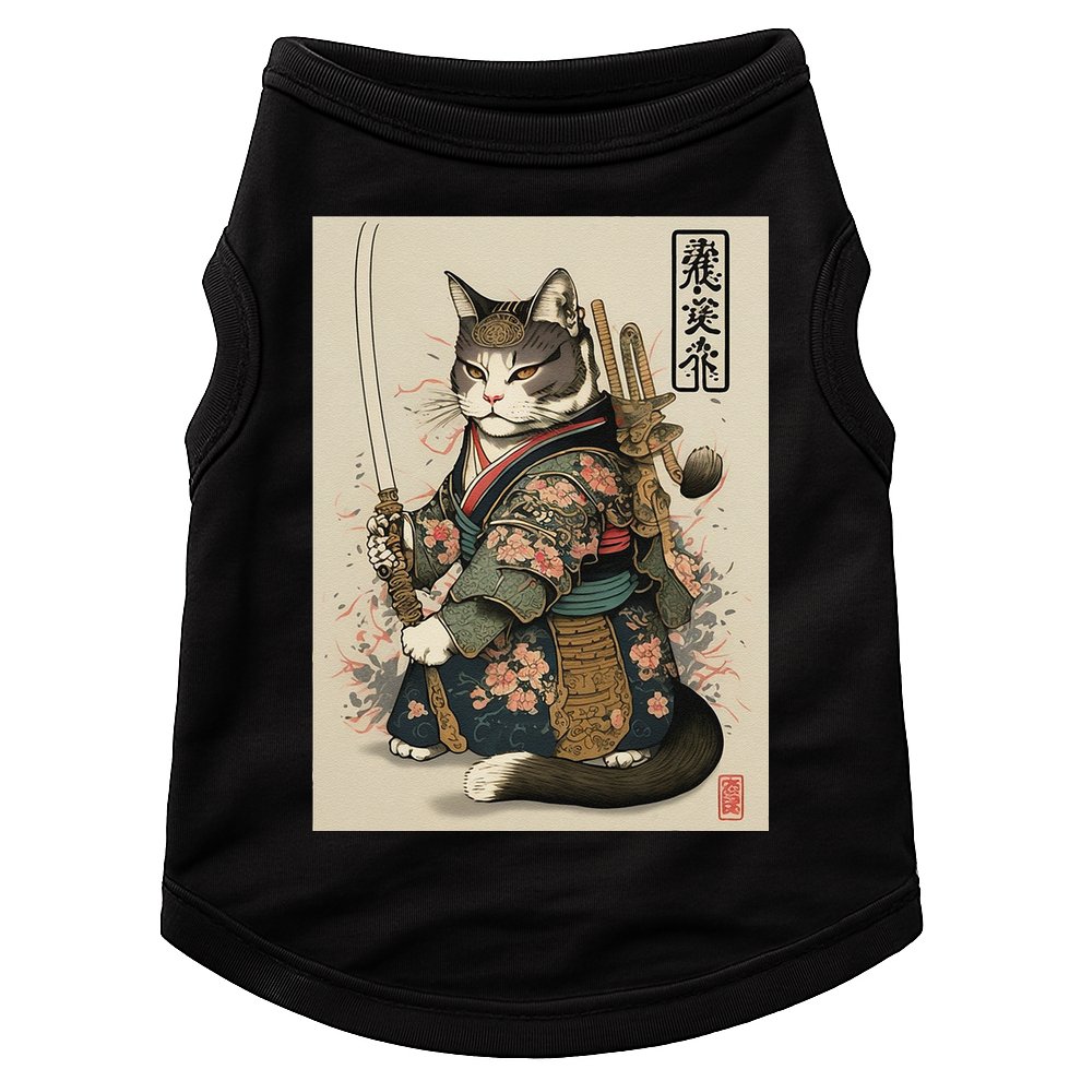 Ninja Cat Anime Style Samurai Cat Doggie Tank