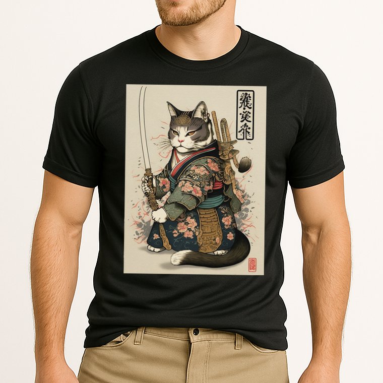 Ninja Cat Anime Style Samurai Cat Performance Shirt