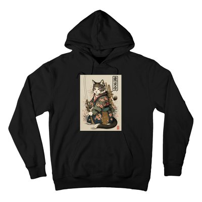 Ninja Cat Anime Style Samurai Cat Hoodie