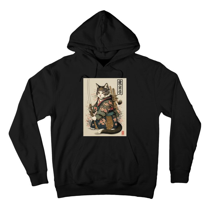 Ninja Cat Anime Style Samurai Cat Hoodie