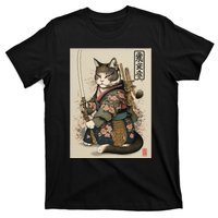 Ninja Cat Anime Style Samurai Cat T-Shirt