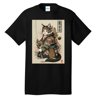 Ninja Cat Anime Style Samurai Cat Tall T-Shirt