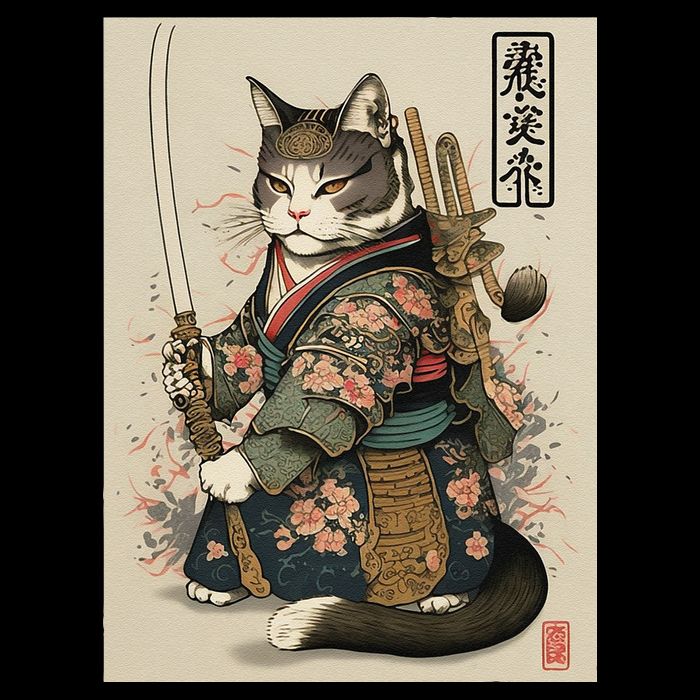 Ninja Cat Anime Style Samurai Cat Backpack