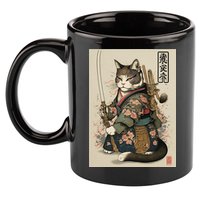 Ninja Cat Anime Style Samurai Cat 11oz C Handle Ceramic Mug