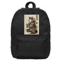 Ninja Cat Anime Style Samurai Cat 16 in Basic Backpack