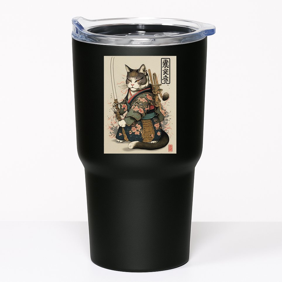 Ninja Cat Anime Style Samurai Cat Tumbler