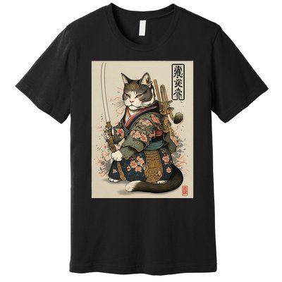 Ninja Cat Anime Style Samurai Cat Premium T-Shirt