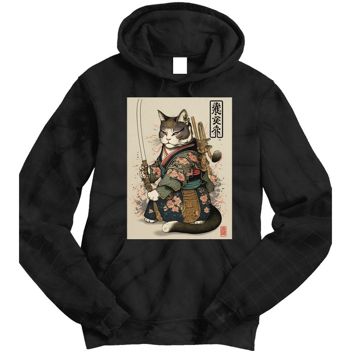 Ninja Cat Anime Style Samurai Cat Tie Dye Hoodie