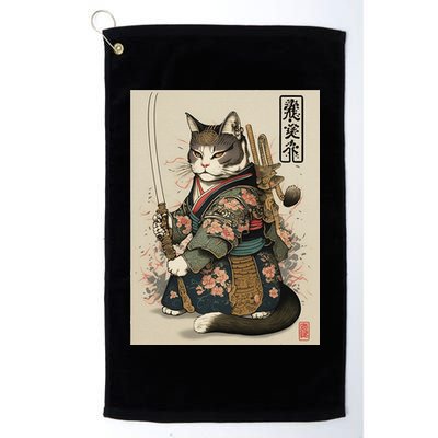 Ninja Cat Anime Style Samurai Cat Golf Towel