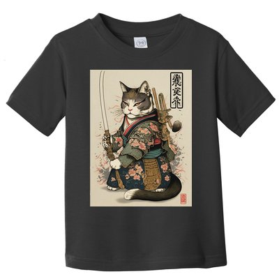Ninja Cat Anime Style Samurai Cat Toddler T-Shirt