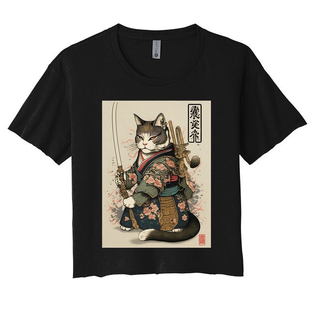 Ninja Cat Anime Style Samurai Cat Crop Top
