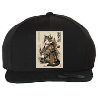 Ninja Cat Anime Style Samurai Cat Wool Snapback Cap