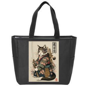 Ninja Cat Anime Style Samurai Cat Zip Tote Bag