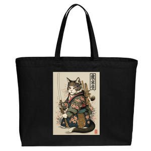 Ninja Cat Anime Style Samurai Cat Cotton Canvas Jumbo Tote