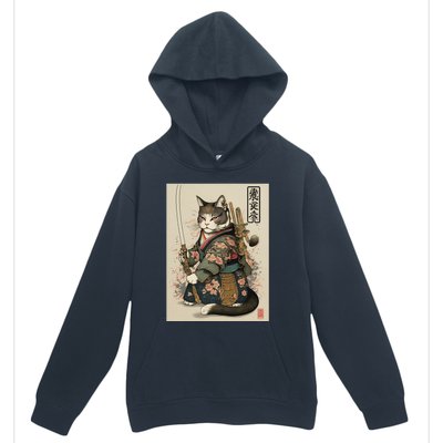 Ninja Cat Anime Style Samurai Cat Urban Pullover Hoodie