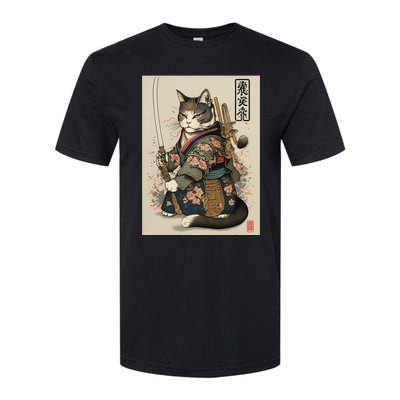 Ninja Cat Anime Style Samurai Cat Softstyle CVC T-Shirt