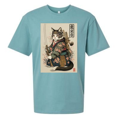 Ninja Cat Anime Style Samurai Cat Sueded Cloud Jersey T-Shirt