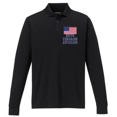 Nuevo Ciudadano Americano Espanol Performance Long Sleeve Polo