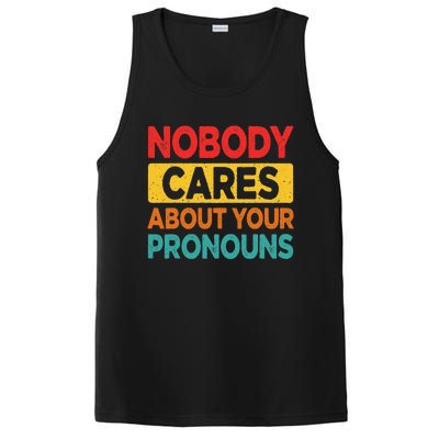 Nobody Cares About Your Pronouns Funny Sarcastic Vintage PosiCharge Competitor Tank