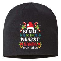 Nurse Christmas Be Nice To The Nurse Santa Is Watching Sustainable Beanie