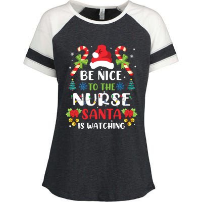 Nurse Christmas Be Nice To The Nurse Santa Is Watching Enza Ladies Jersey Colorblock Tee