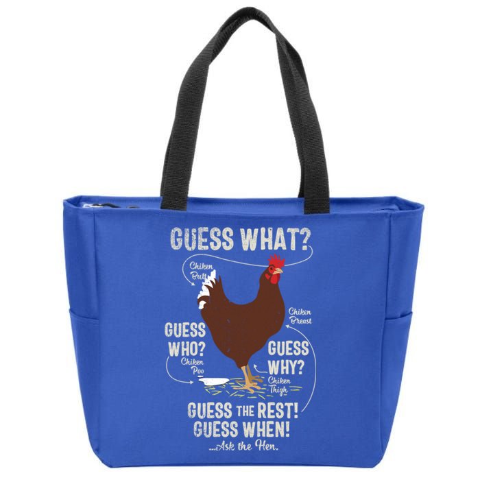 New! Chicken Butt Guess Why? Chicken Thigh Guess Who Poo Cute Gift Zip Tote Bag