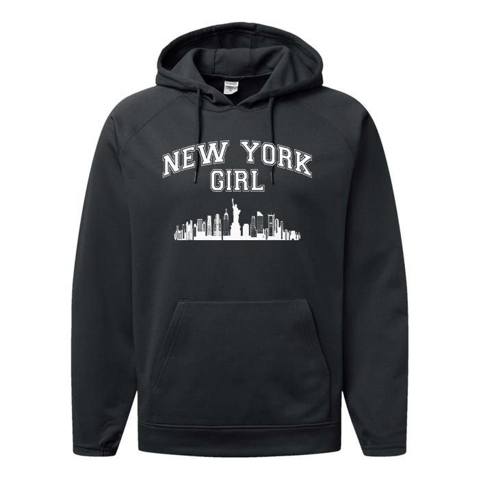 Newyork City Born Nyc New York Girl Performance Fleece Hoodie