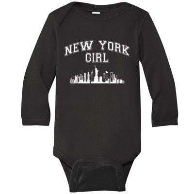 Newyork City Born Nyc New York Girl Baby Long Sleeve Bodysuit