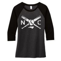 North Carolina Baseball Nc Baseball North Carolina Baseball Women's Tri-Blend 3/4-Sleeve Raglan Shirt