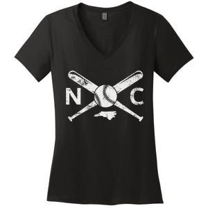 North Carolina Baseball Nc Baseball North Carolina Baseball Women's V-Neck T-Shirt