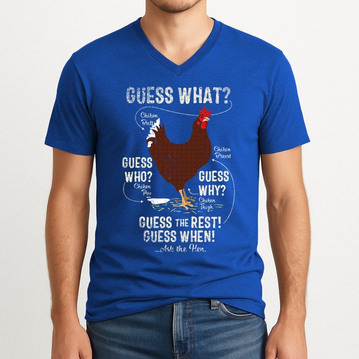 NEW! chicken butt guess why Chicken Thigh guess who POO  V-Neck T-Shirt