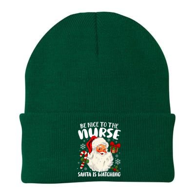 Nurse Christmas Be Nice To The Nurse Santa Is Watching Knit Cap Winter Beanie