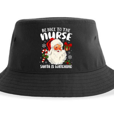 Nurse Christmas Be Nice To The Nurse Santa Is Watching Sustainable Bucket Hat