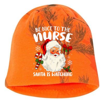 Nurse Christmas Be Nice To The Nurse Santa Is Watching Kati - Camo Knit Beanie