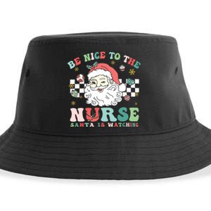 Nurse Christmas Be Nice To The Nurse Santa Is Watching Sustainable Bucket Hat