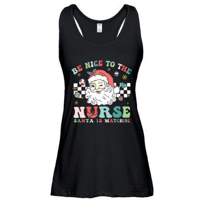 Nurse Christmas Be Nice To The Nurse Santa Is Watching Ladies Essential Flowy Tank