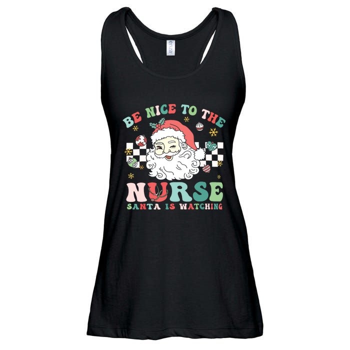 Nurse Christmas Be Nice To The Nurse Santa Is Watching Ladies Essential Flowy Tank