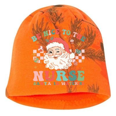 Nurse Christmas Be Nice To The Nurse Santa Is Watching Kati - Camo Knit Beanie